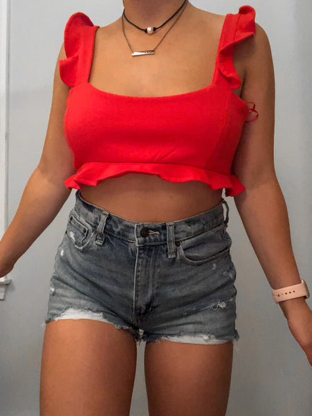 Red Ruffles Tank Top